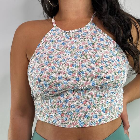 Unique Vintage Floral Print Halter Crop Top - Picture 5 of 8